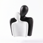 Embracing Couple Sculpture – Black & White Abstract Figurine