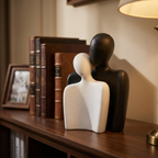Embracing Couple Sculpture – Black & White Abstract Figurine