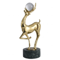 Gold Deer with Ball & Marble Look Base
