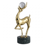 Gold Deer with Ball & Marble Look Base