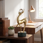 Gold Deer with Ball & Marble Look Base