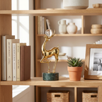 Gold Deer with Ball & Marble Look Base