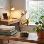 Gold Deer with Ball & Marble Look Base