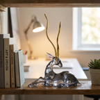 Black & Gold Sitting Gazelle Sculpture
