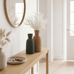 Matte Ceramic Bottle Vase Set in Green & Tan