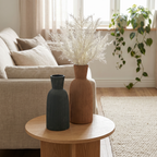 Matte Ceramic Bottle Vase Set in Green & Tan
