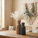 Matte Ceramic Bottle Vase Set in Green & Tan