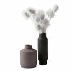 Matte Ceramic Vase Set in Charcoal & Mauve-Grey (Set of 2)