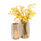 Gold Tone Wire Frame Glass Vase & Candle Holder Set (Set of 2)