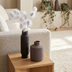 Matte Ceramic Vase Set in Charcoal & Mauve-Grey (Set of 2)