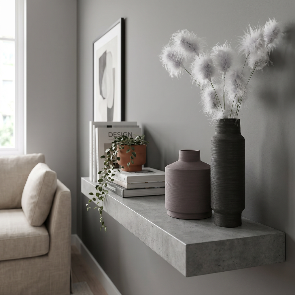 Matte Ceramic Vase Set in Charcoal & Mauve-Grey (Set of 2)