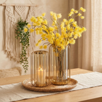 Gold Tone Wire Frame Glass Vase & Candle Holder Set (Set of 2)