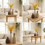 Textured Ceramic Vase Set with Jute Rope Necks (Set of 3)