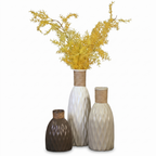 Textured Ceramic Vase Set with Jute Rope Necks (Set of 3)