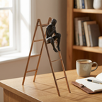 black-gold-thinking-man-ladder-sculpture-side-view