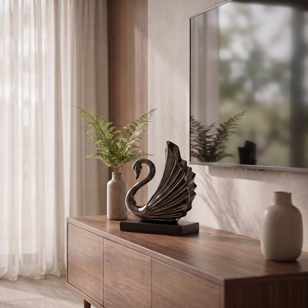 Modern glossy bronze swan home decor piece – Adorn Designs