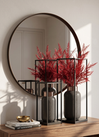 Grey ceramic vase with black metal frame stand – view 3