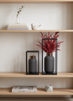 Grey ceramic vase with black metal frame stand – view 4