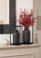 Grey ceramic vase with black metal frame stand – view 5