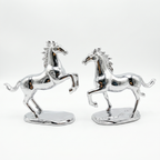Elegant Silver Chrome Horses Decorative Pieces