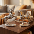 Elegant Silver Chrome Horses Decorative Pieces