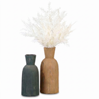 Matte Ceramic Bottle Vase Set in Green & Tan