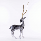 Black & Gold Standing Gazelle Sculpture Décor Statue