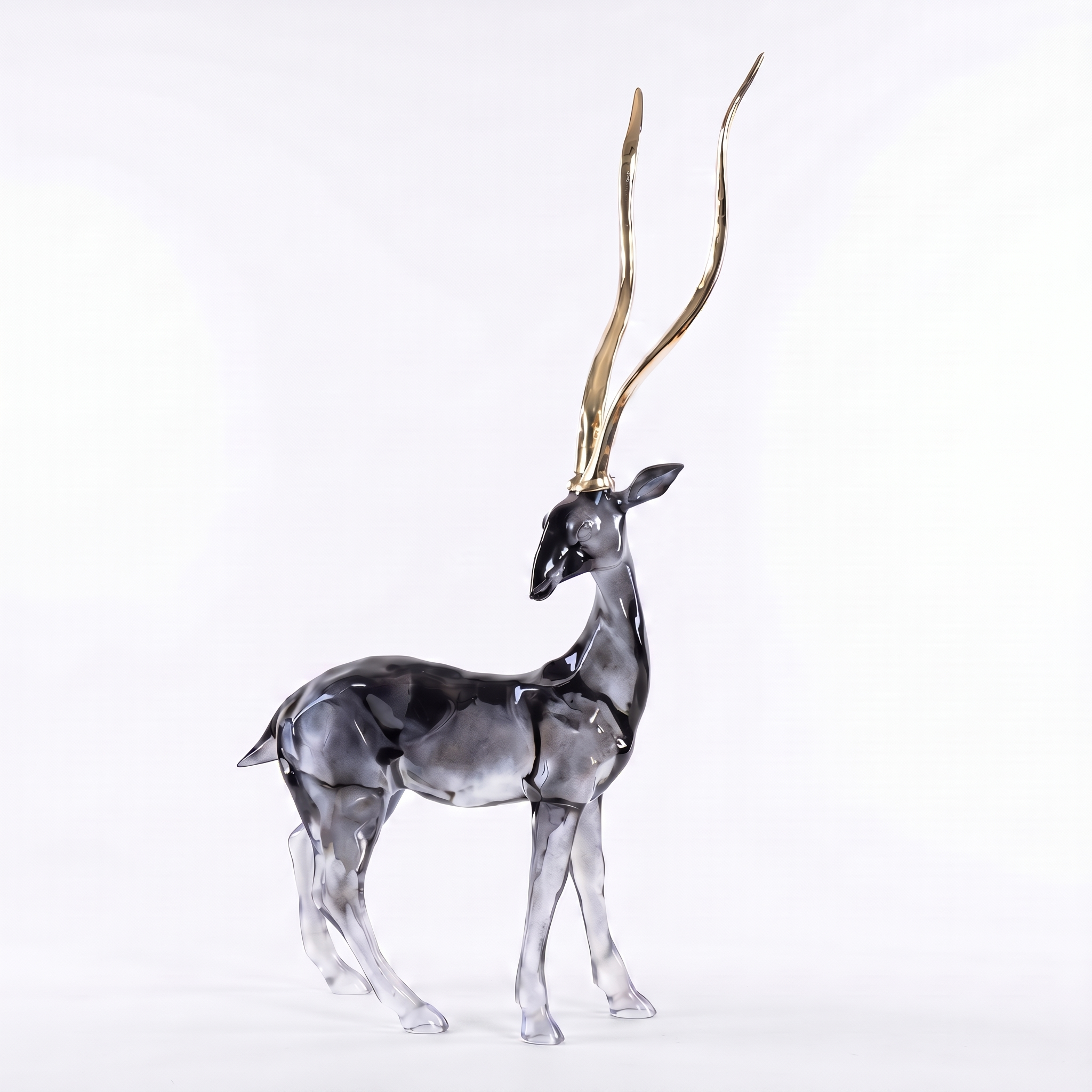 Black & Gold Standing Gazelle Sculpture
