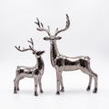Silver Chrome Resin Standing Deer Statue Set of 2 – Reindeer Decor