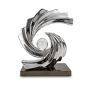 Silver Swirl Sculpture With Central Glass Orb Decorative Piece