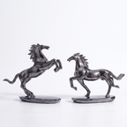 Elegant Black Chrome Horses Decorative Piece