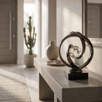 Interwoven Swirl With Central Glass Orb Decorative Piece