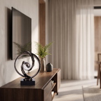 Interwoven Swirl With Central Glass Orb Decorative Piece