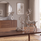 Silver Deer Statues Decorative Pieces