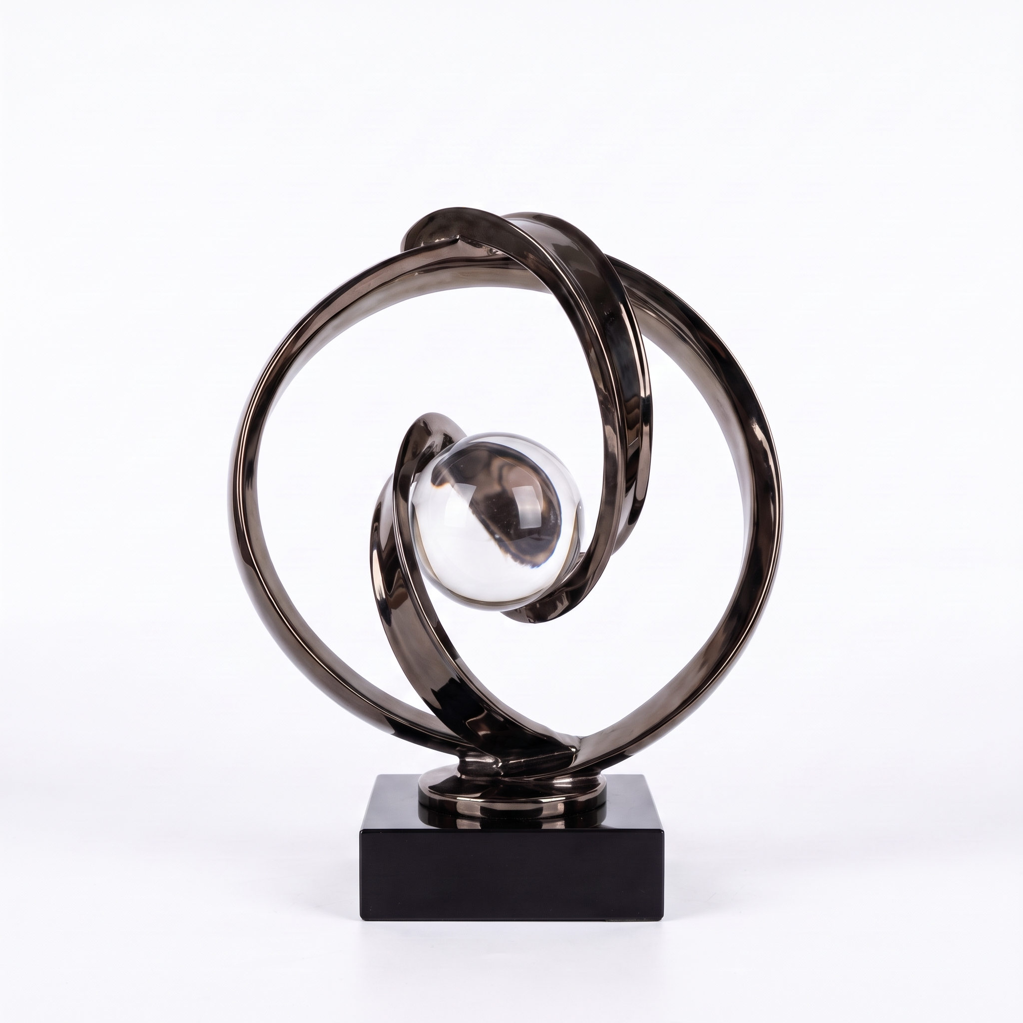 Interwoven Swirl With Central Glass Orb Decorative Piece